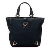 グッチ GGキャンバス アビー ハンドバッグ トートバッグ 130739 ブラック キャンバス レザー レディース GUCCI 【中古】